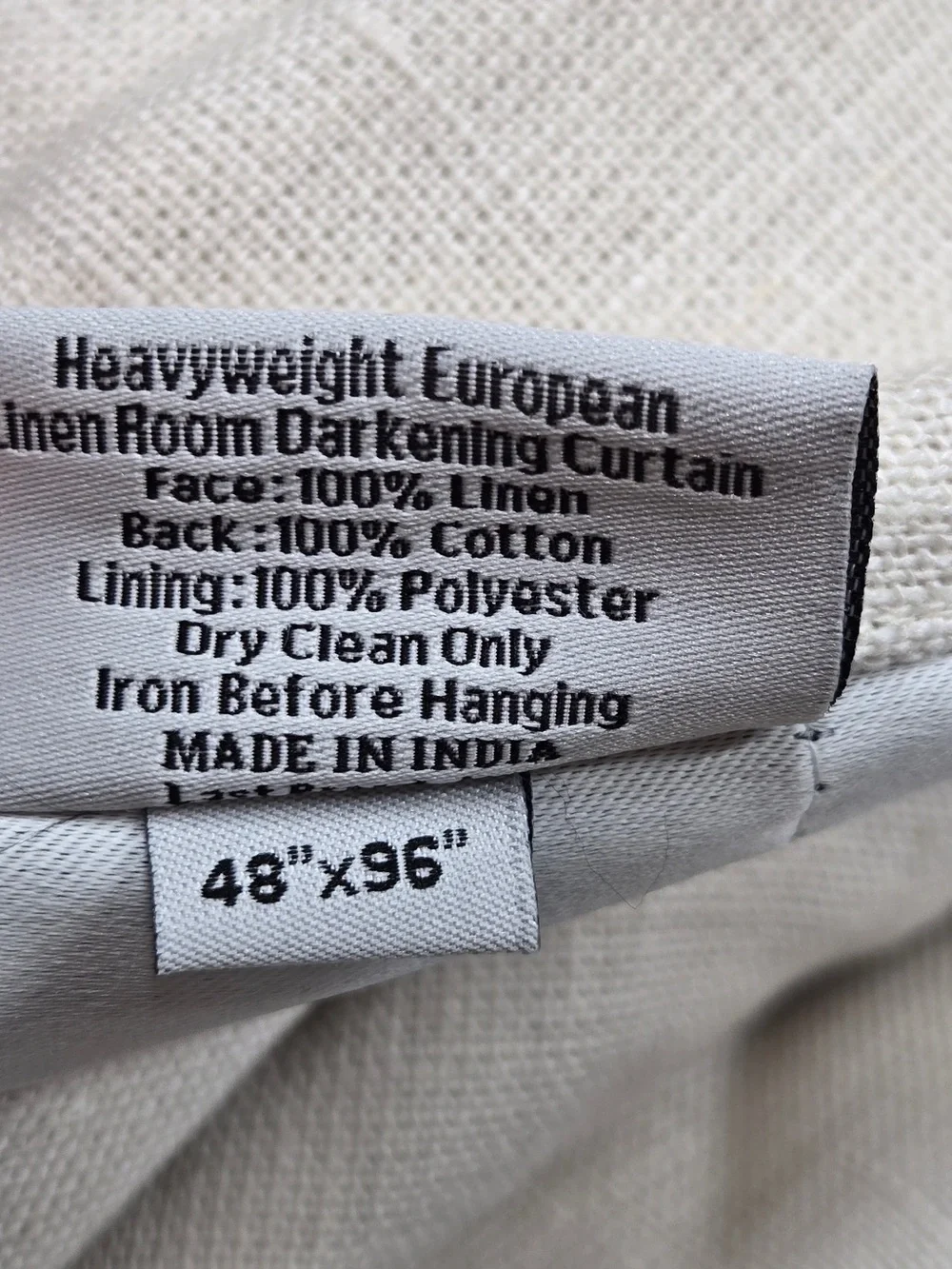 QUINCE Set 2 48x96 Heavyweight European Linen Room Darkening Curtains Sand 9952